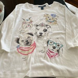 Women's White Dog Print Top